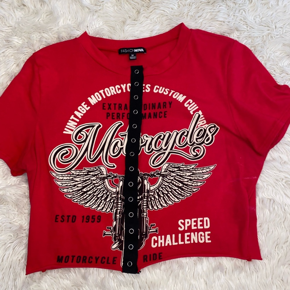 Fashion Nova Kids Red Vintage Motorcycle Tee